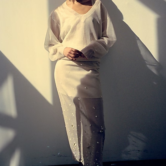 NWT J. Crew Collection sand sheer sweater-skirt with sequins SZ XXS - Picture 4 of 8